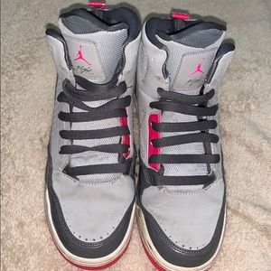 Grey and hot pink Jordan Flights
